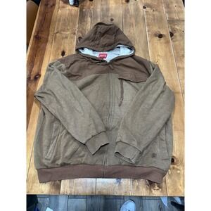 Coleman Men's XXL Full Zip Hooded Sweatshirt‎ Jacket Sherpa Lined Brown Tan